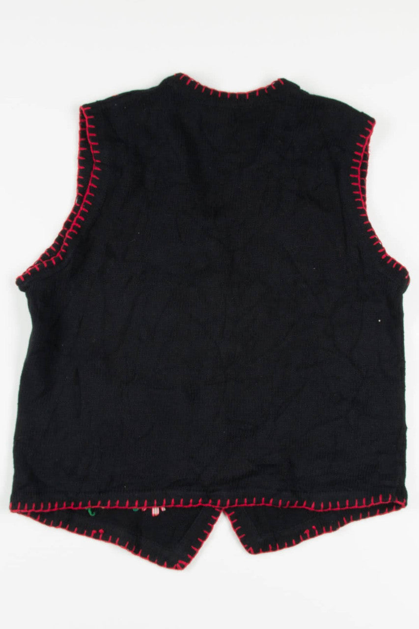 Black Poinsettia Ugly Christmas Vest 57223
