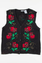 Black Poinsettia Ugly Christmas Vest 57268