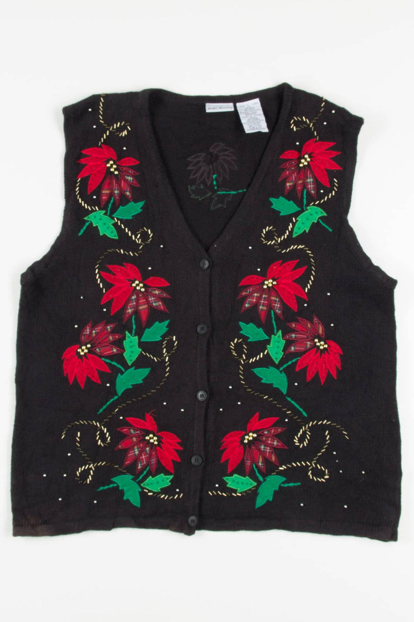 Black Poinsettia Ugly Christmas Vest 57268