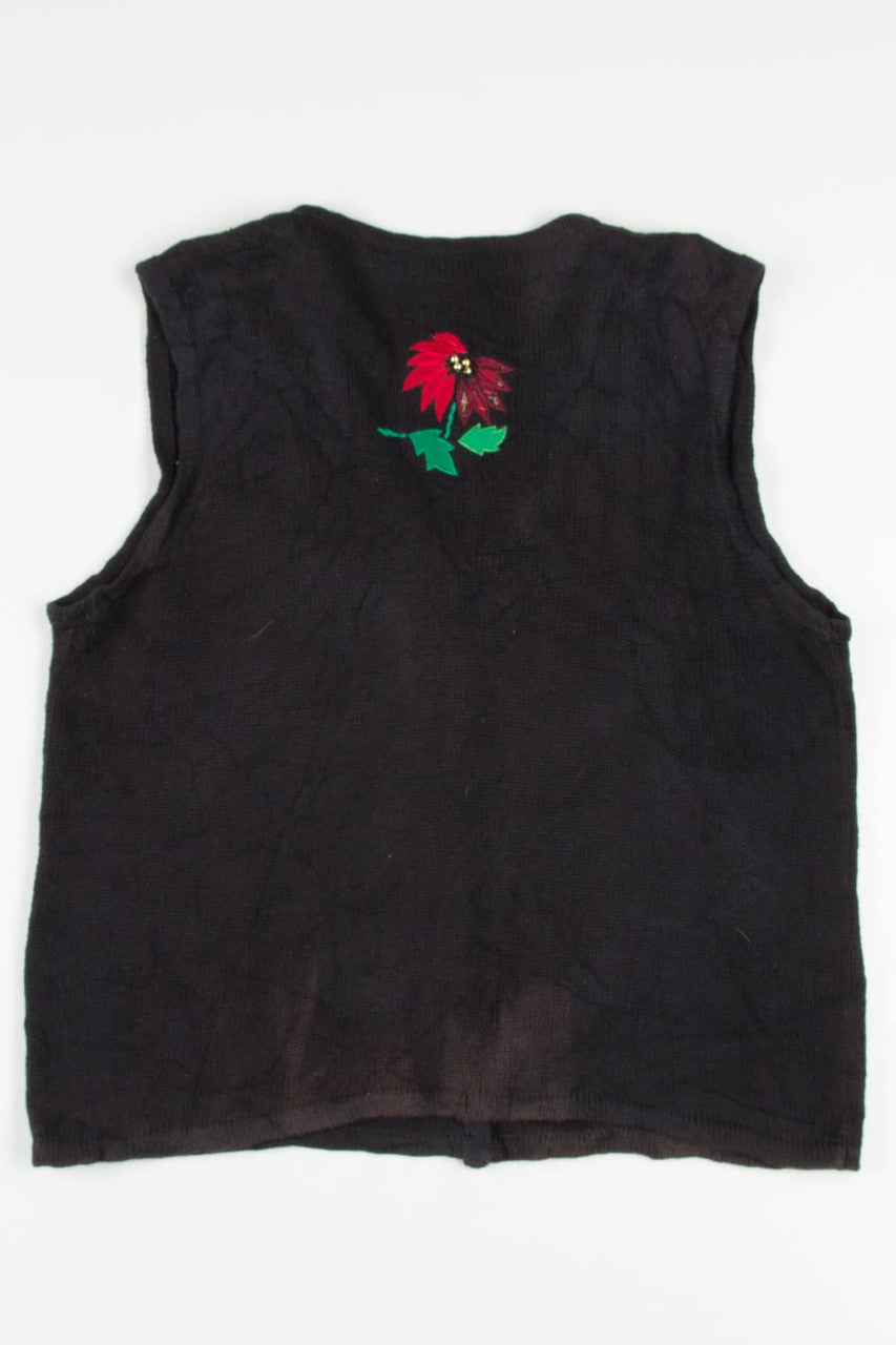 Black Poinsettia Ugly Christmas Vest 57268