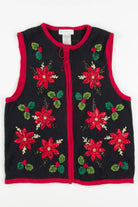 Black Poinsettias Ugly Christmas Vest 57269