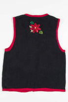 Black Poinsettias Ugly Christmas Vest 57269
