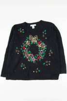 Beaded Wreath Ugly Christmas Pullover 57271