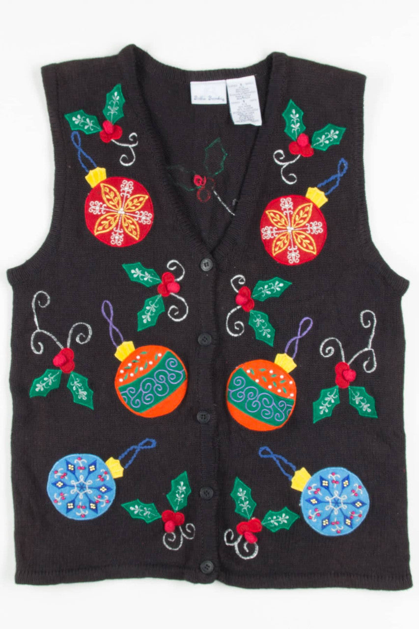 Black Ornaments Ugly Christmas Vest 57361