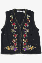 Black Embroidered Ugly Christmas Vest 57375