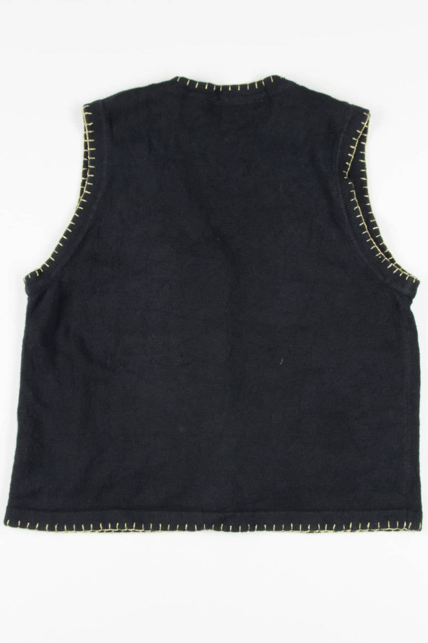 Black Embroidered Ugly Christmas Vest 57375