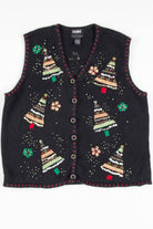 Black Beaded Trees Ugly Christmas Vest 57550