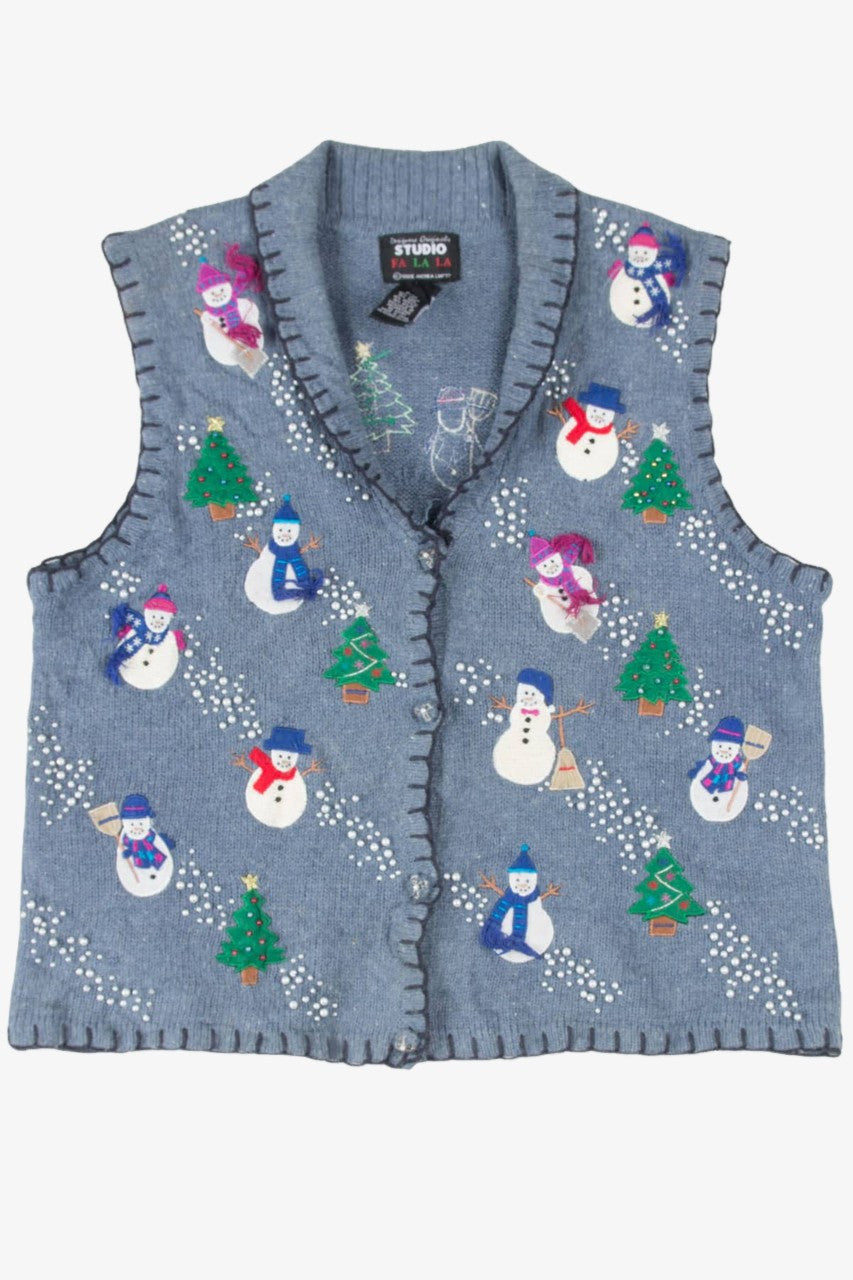 Blue Snowmen Ugly Christmas Vest 57576