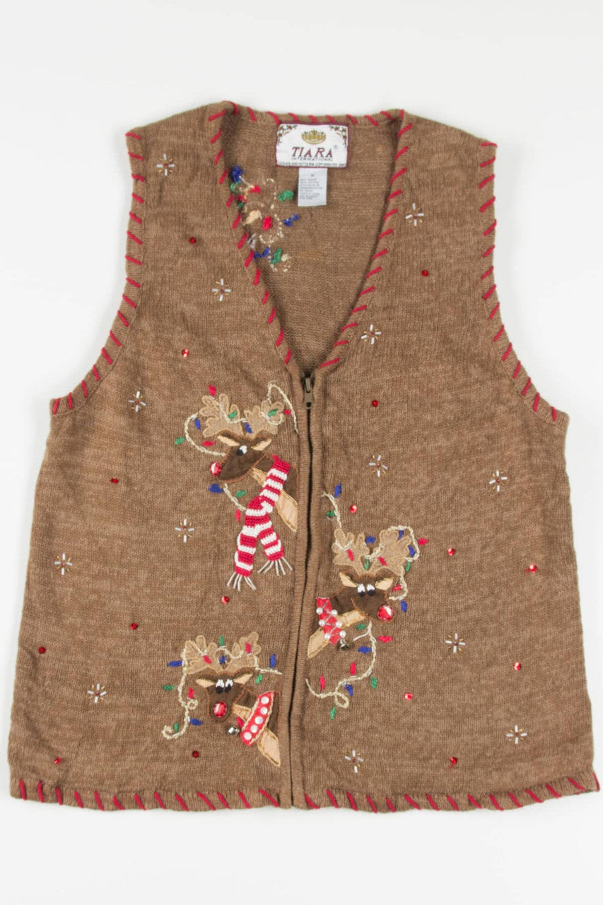 Tiara International Reindeer Ugly Christmas Vest 57618