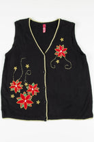 Black Poinsettias Ugly Christmas Vest 57656