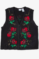 Black Poinsettias Ugly Christmas Vest 57663