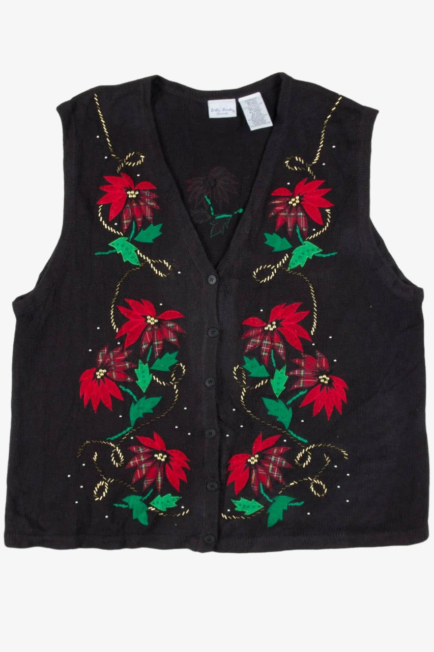 Black Poinsettias Ugly Christmas Vest 57663