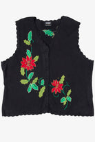 Black Poinsettias Ugly Christmas Vest 57680