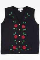 Black Poinsettias Ugly Christmas Vest 57703