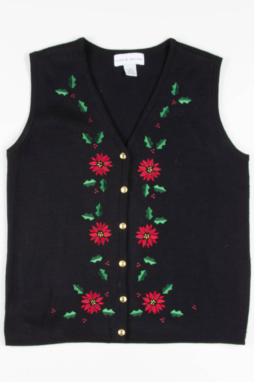 Black Poinsettias Ugly Christmas Vest 57703