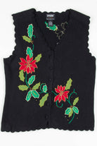 Black Poinsettias Ugly Christmas Vest 57744