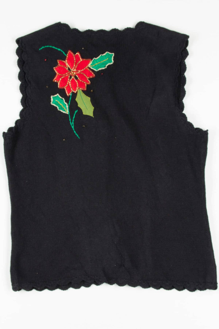 Black Poinsettias Ugly Christmas Vest 57744