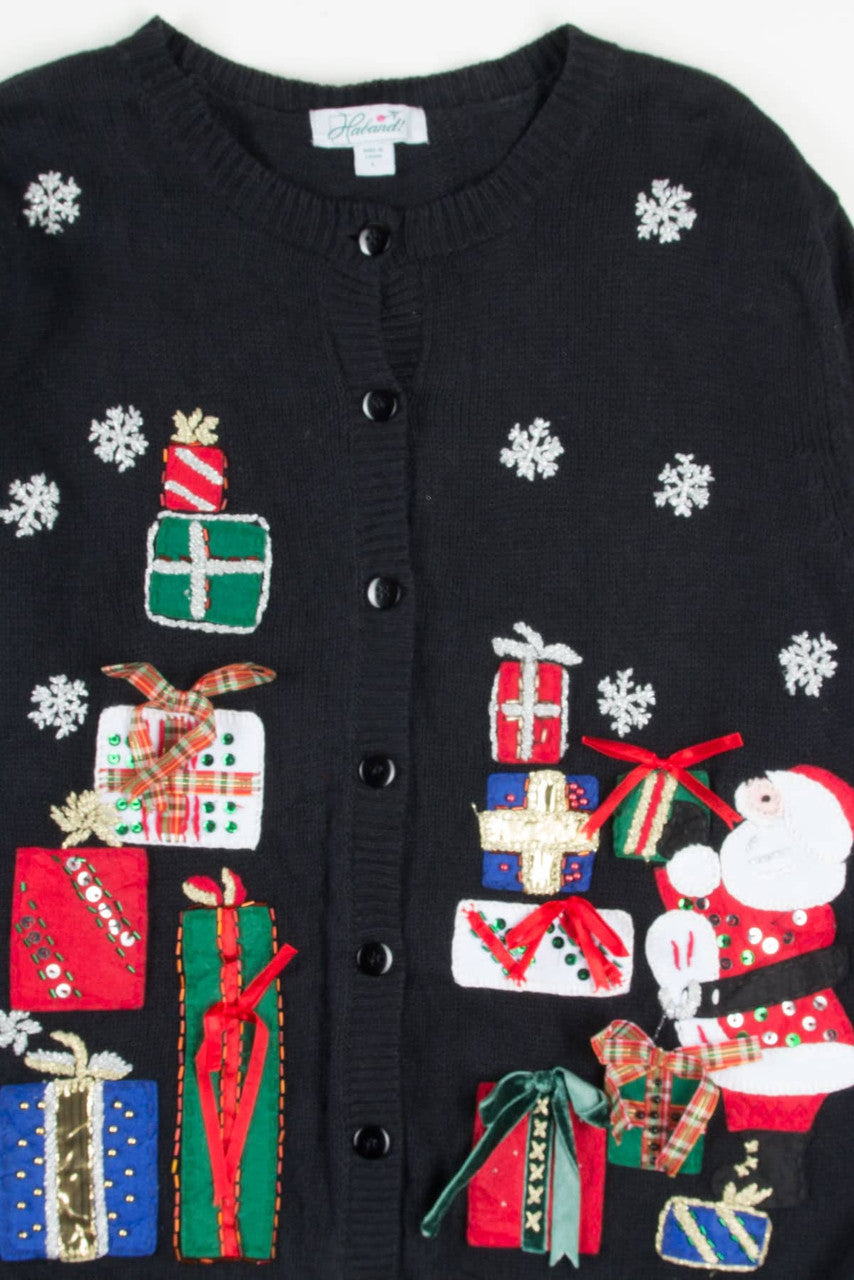 Black Santa & Presents Ugly Christmas Cardigan 57780