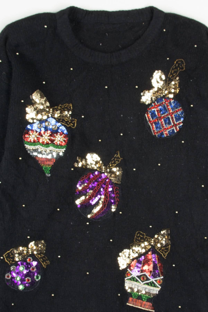 Black Sequin Ornaments Ugly Christmas Pullover 57782