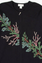 Black Holly Branches Ugly Christmas Cardigan 57784