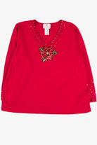 Red Sequin Poinsettia Ugly Christmas Pullover 57790