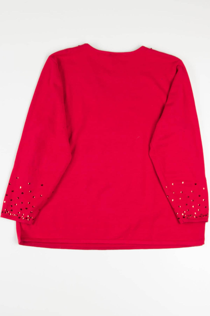 Red Sequin Poinsettia Ugly Christmas Pullover 57790