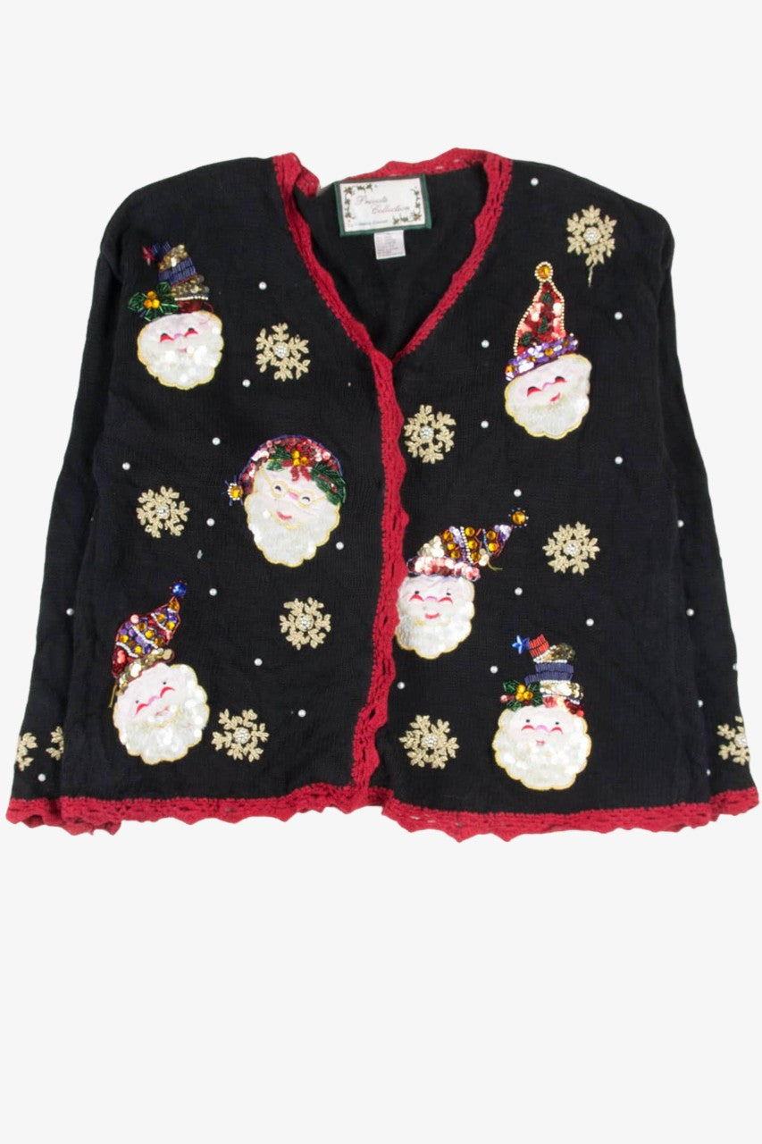 Black Sequin Santas Ugly Christmas Cardigan 57802