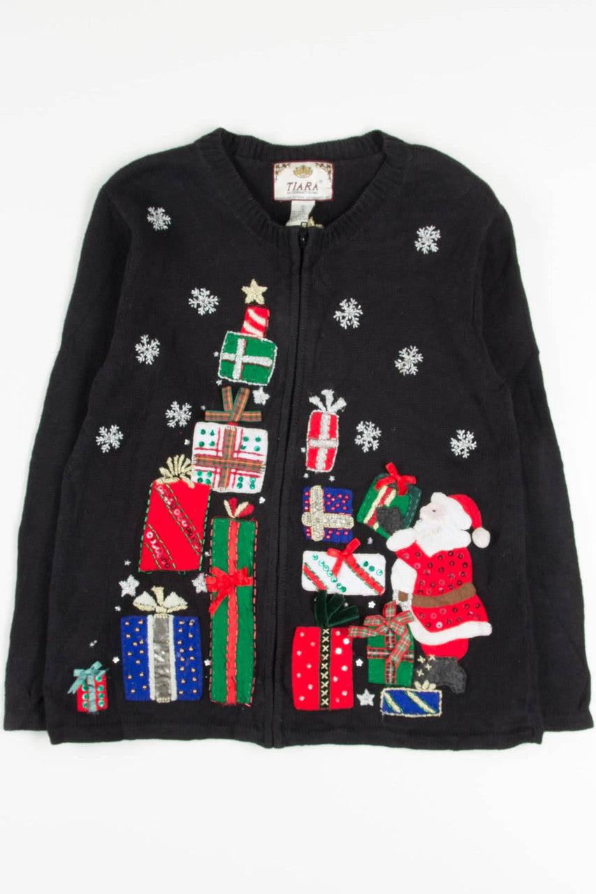 Black Santa & Presents Ugly Christmas Cardigan 57825