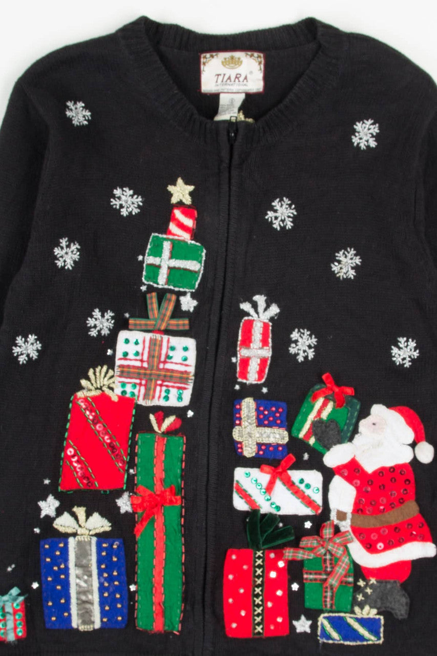 Black Santa & Presents Ugly Christmas Cardigan 57825