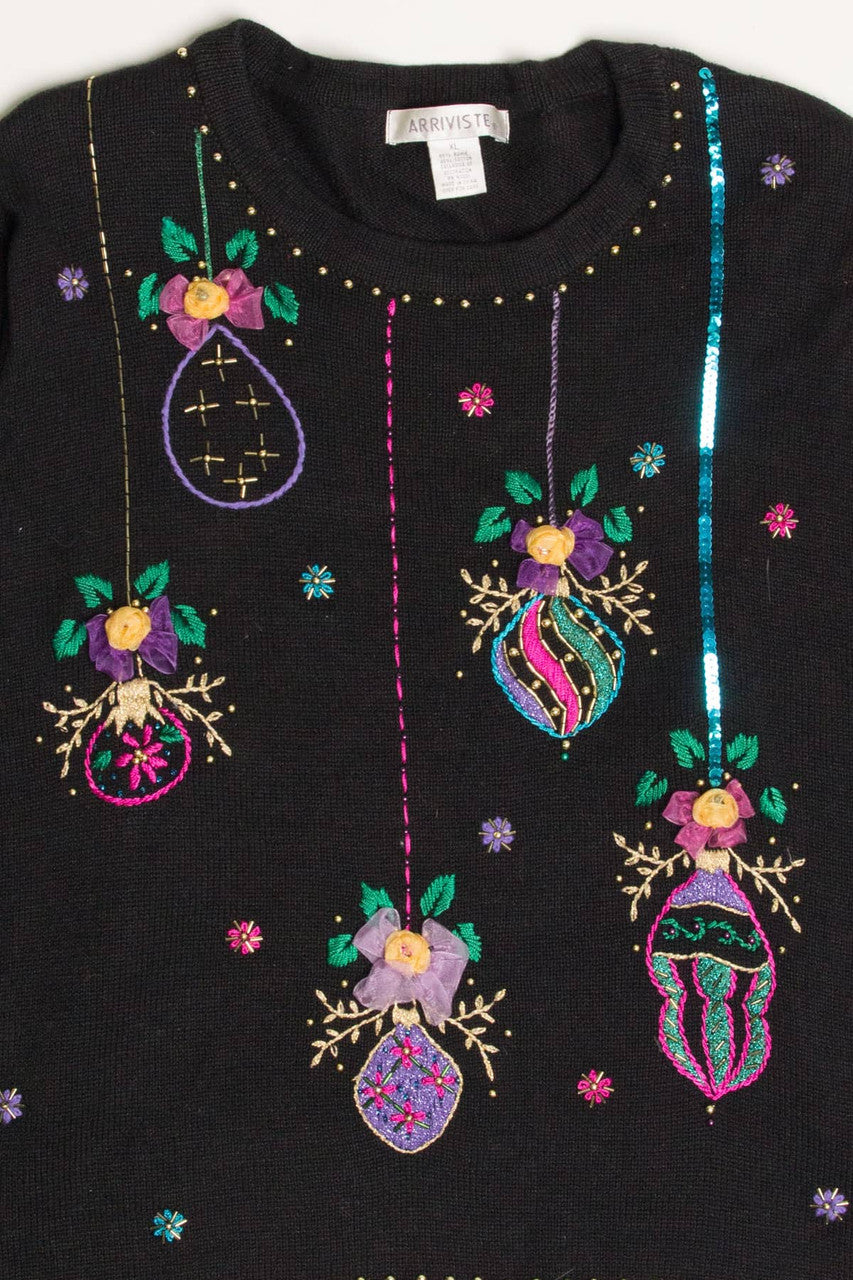 Black Ornaments Ugly Christmas Pullover 57853