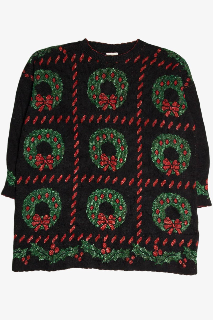 Black Wreaths Ugly Christmas Pullover 57856