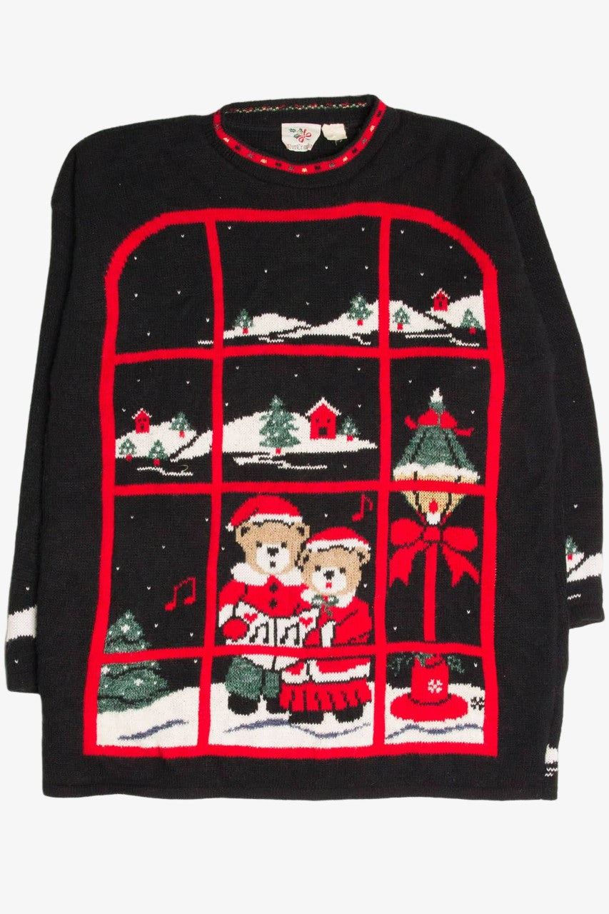 Black Caroling Bears Ugly Christmas Pullover 57872