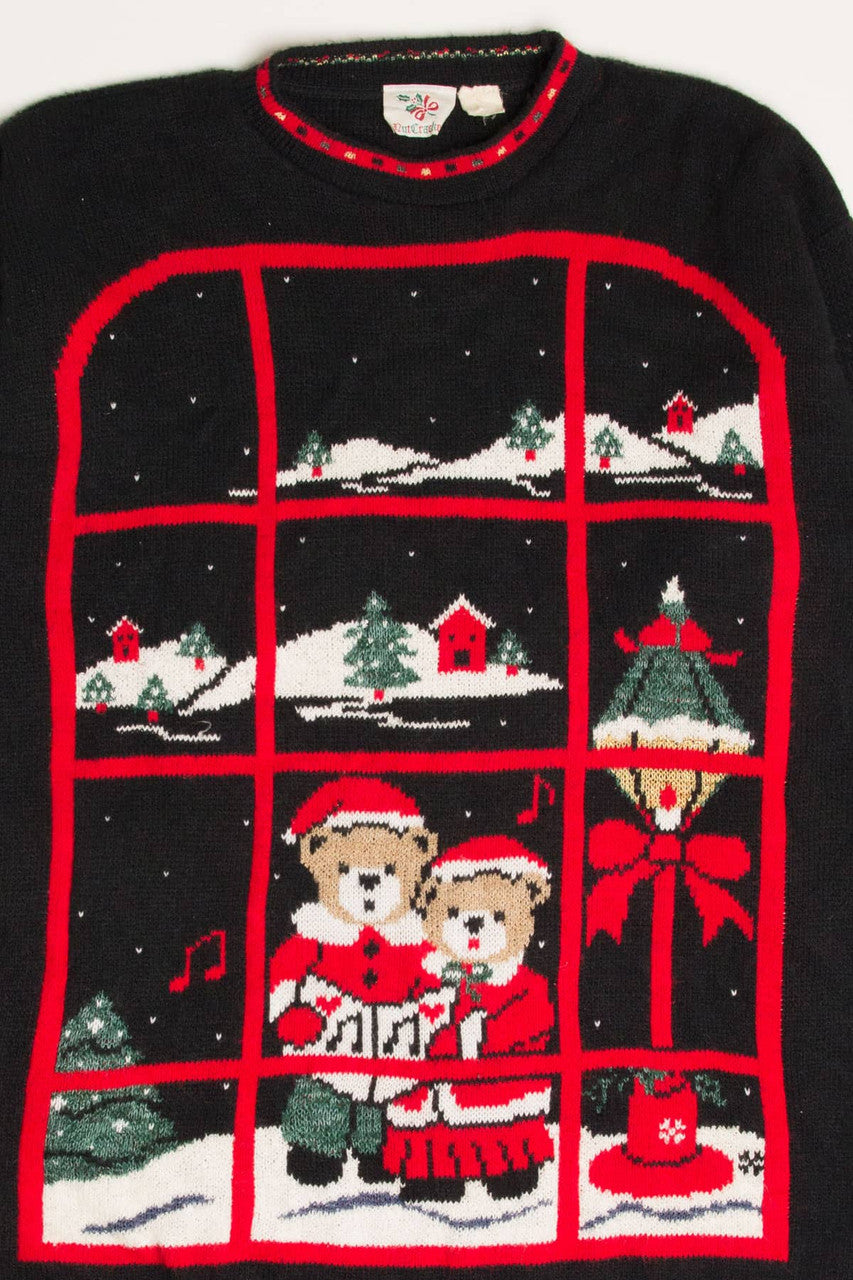 Black Caroling Bears Ugly Christmas Pullover 57872