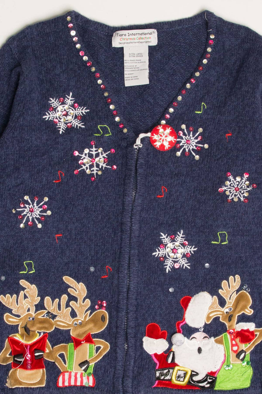 Blue Reindeer Ugly Christmas Cardigan 57880