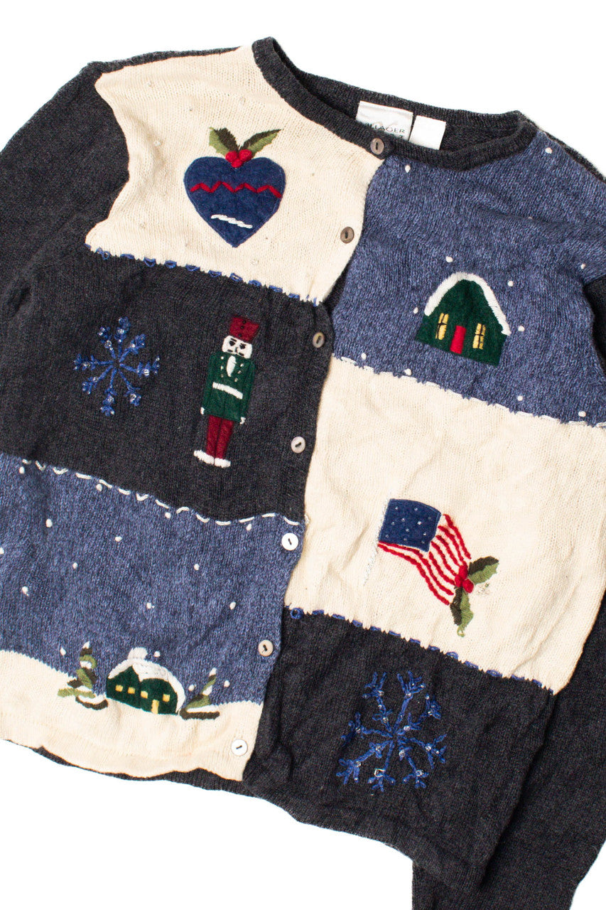 Multicolor American Collage Ugly Christmas Cardigan 59314
