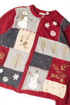 Red Collage Ugly Christmas Cardigan 59323