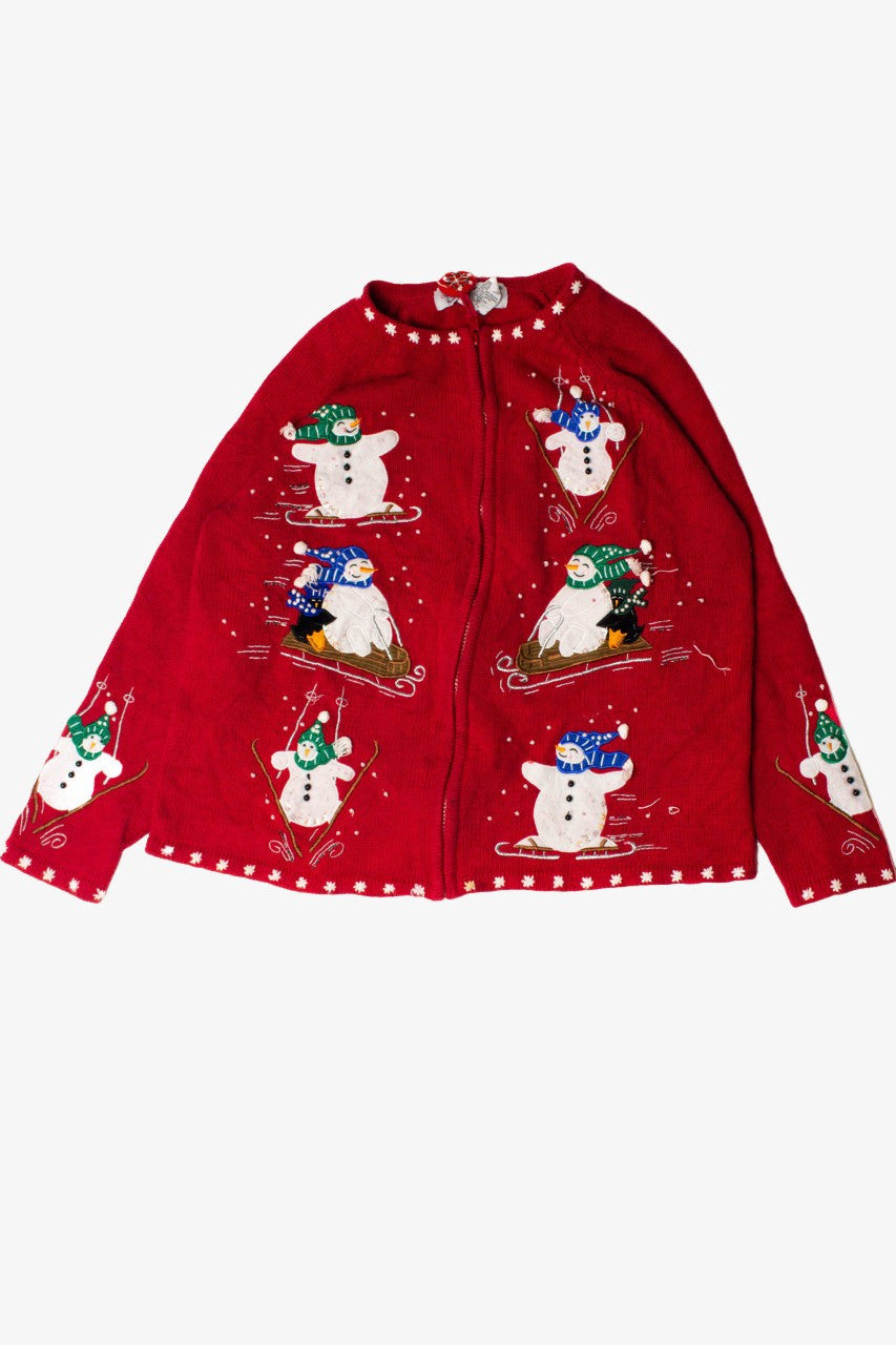 Skiing Snowman Ugly Christmas Cardigan 59347