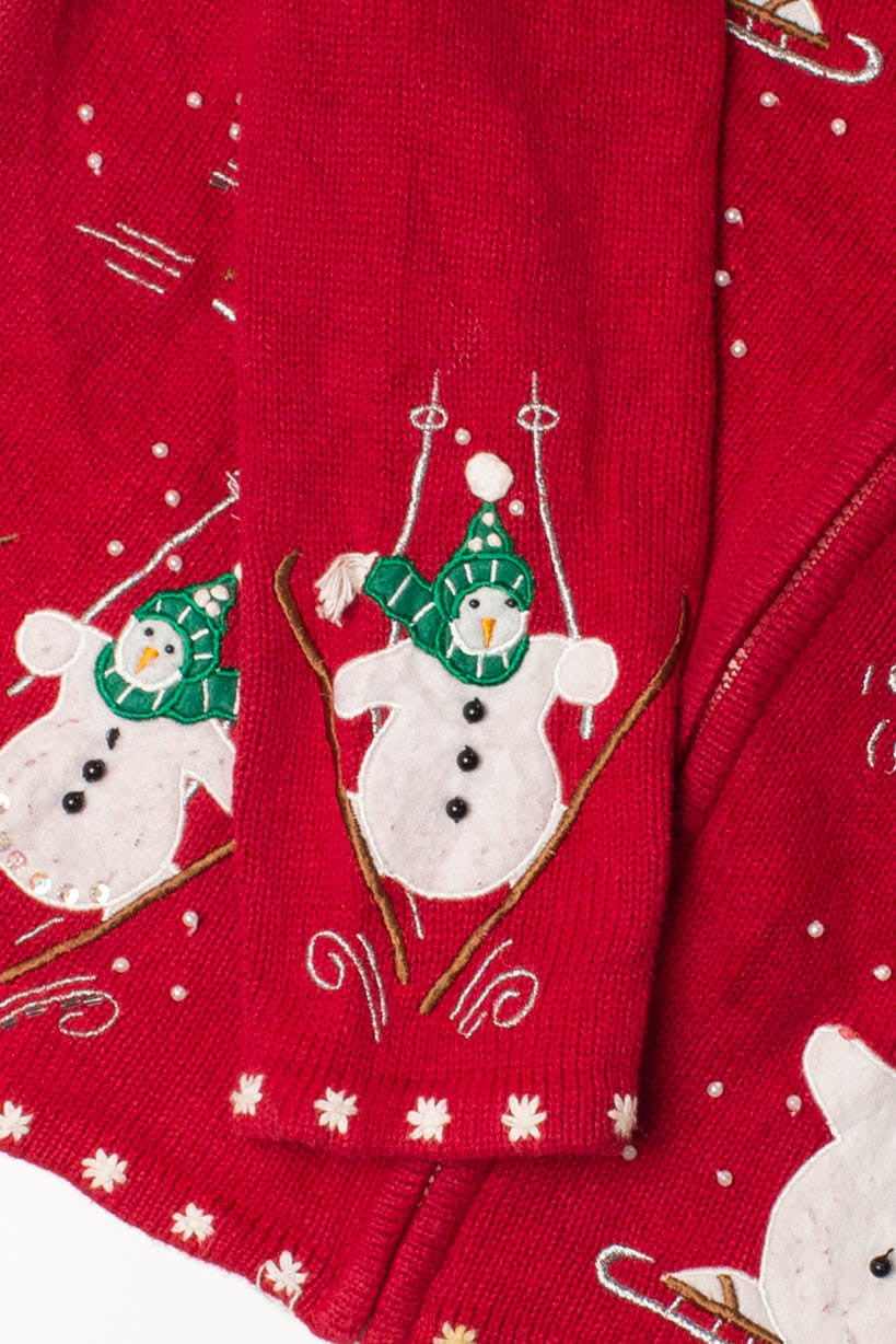 Skiing Snowman Ugly Christmas Cardigan 59347