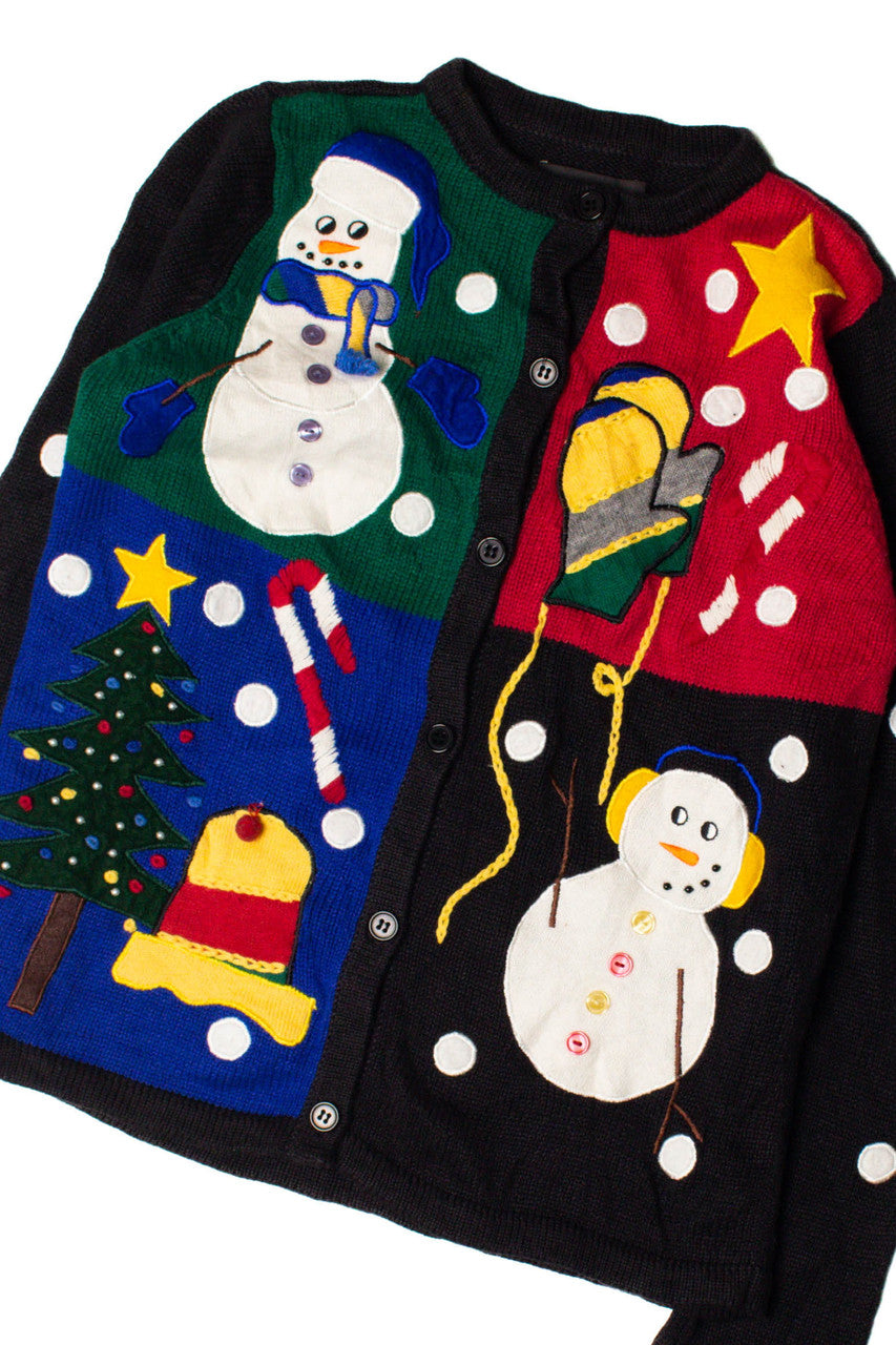 Snowmen Collage Ugly Christmas Cardigan 59361
