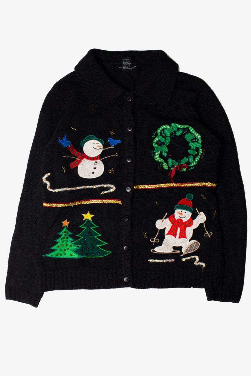 Snowmen Snowshoeing in Snow Ugly Christmas Cardigan 59381