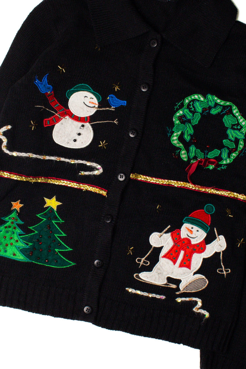 Snowmen Snowshoeing in Snow Ugly Christmas Cardigan 59381