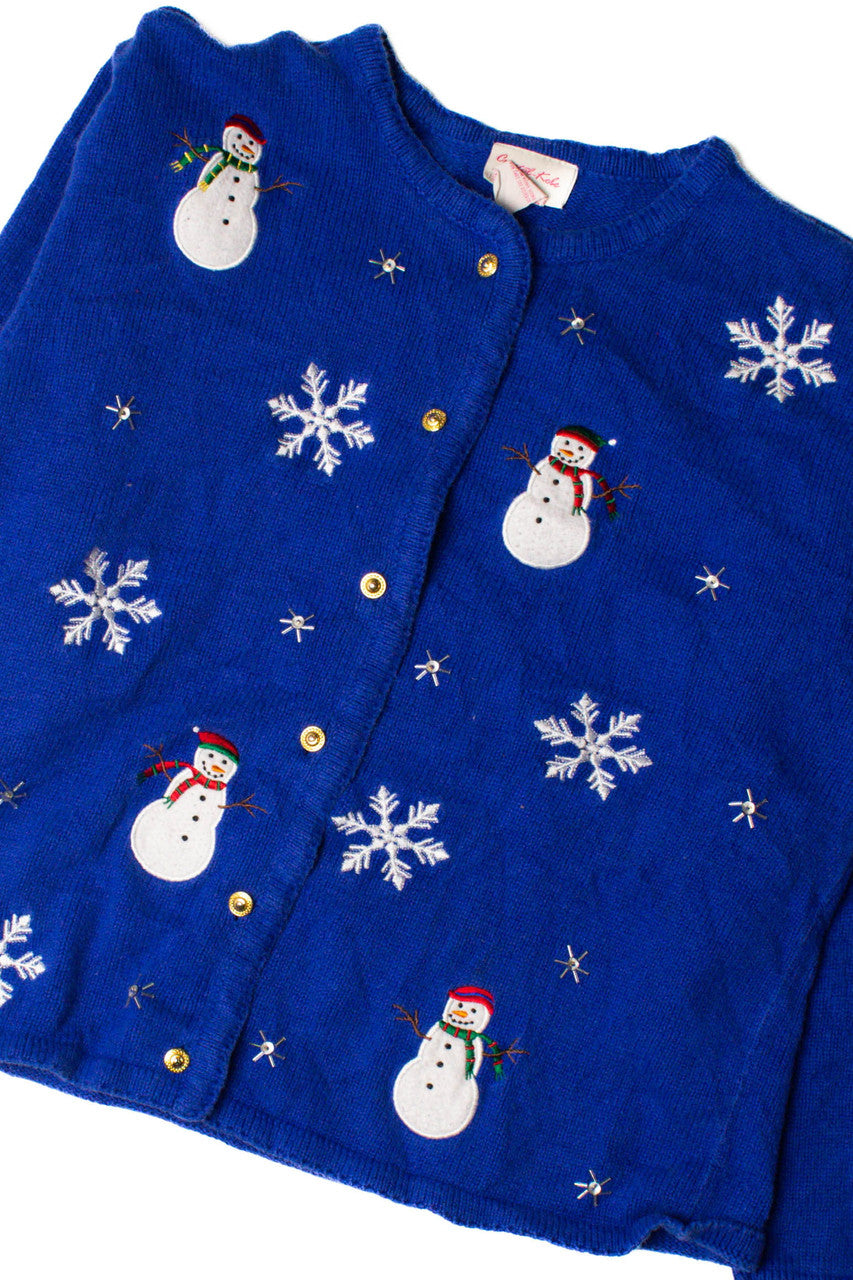 Snowman Fellas Blue Christmas Cardigan 59397
