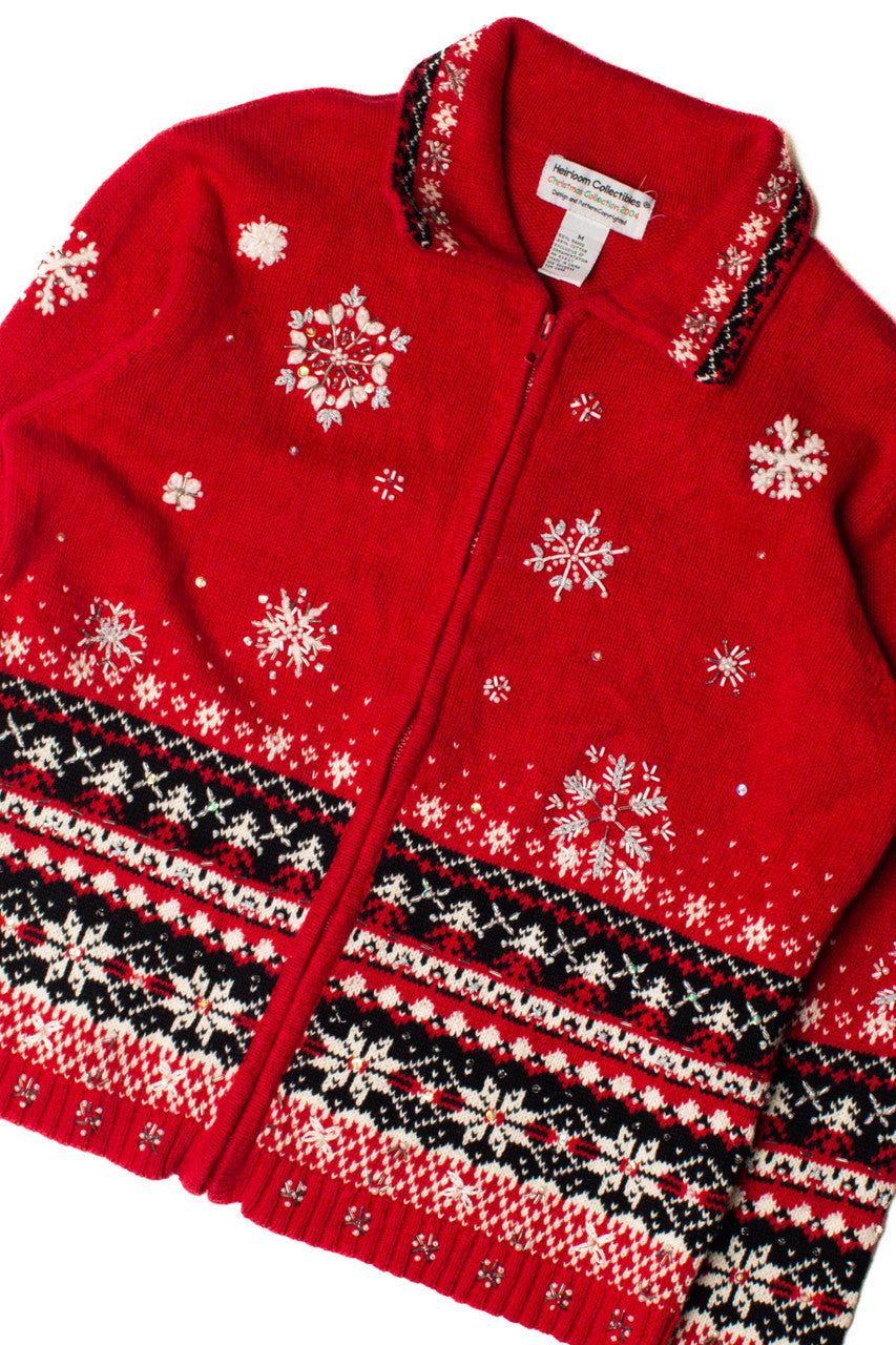 Beaded Snowflakes Ugly Christmas Cardigan 59411
