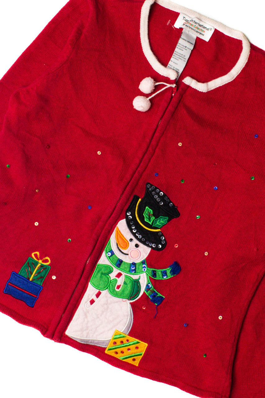 Snowman With Gift For You! Ugly Christmas Cardigan 59413