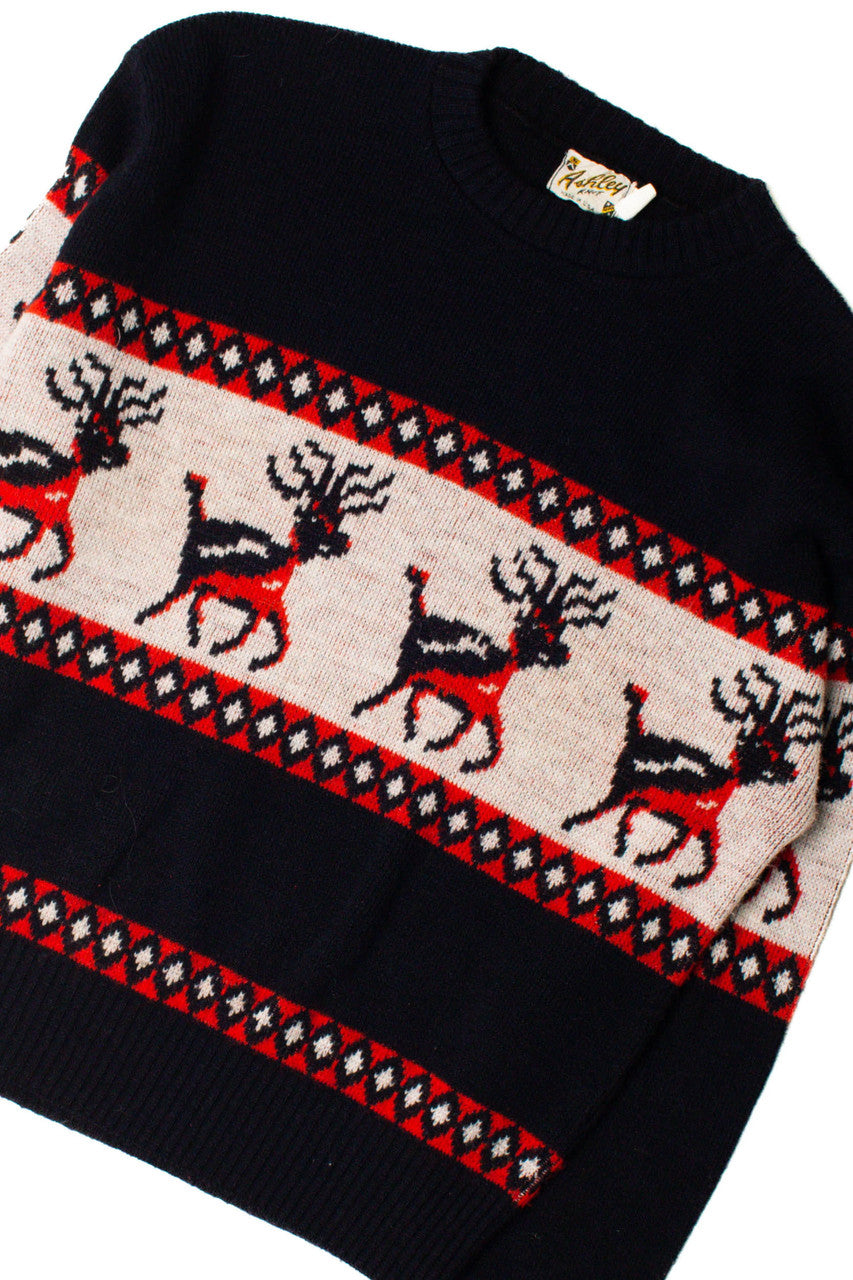 Red and Black Reindeer Ugly Christmas Pullover 59424