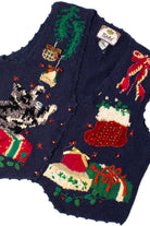Blue Kitty Playing With Bell Ugly Christmas Vest 59433