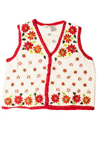 Red Beaded Flowers Ugly Christmas Vest 59441
