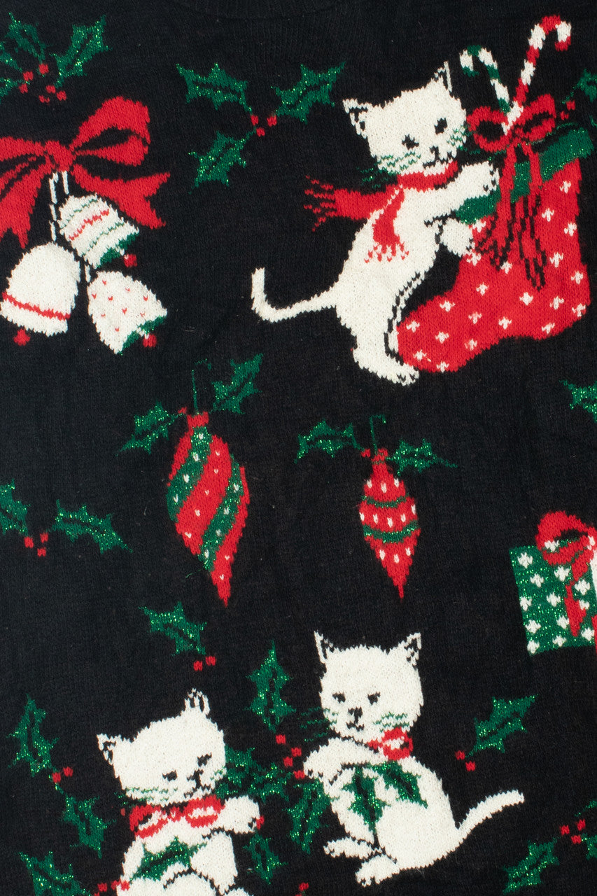 Vintage Shimmery Cats Ugly Christmas Sweater 59535