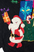Vintage Fuzzy Pom Pom Santa Ugly Christmas Sweater 59536