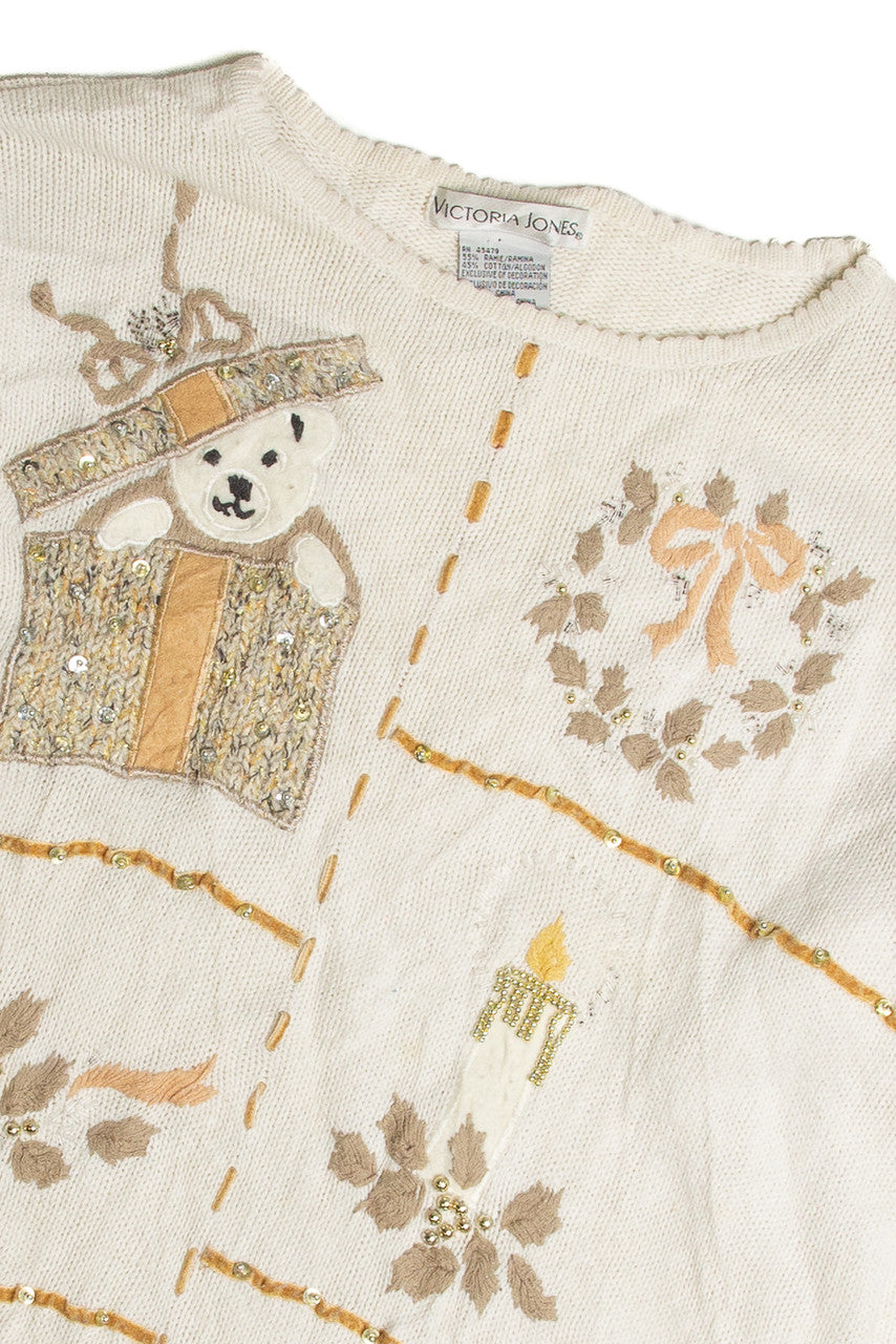 Vintage White Ugly Christmas Sweater 59562